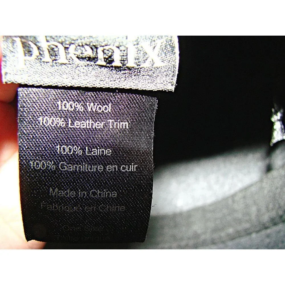PHENIX Womens Wide Brim Floppy Hat Gray Wool Leather Trim One Size Event Church